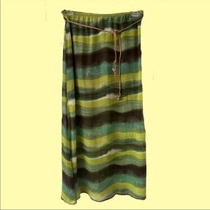 Green Boho Sheer Skirt w/Braided Belt 🎁